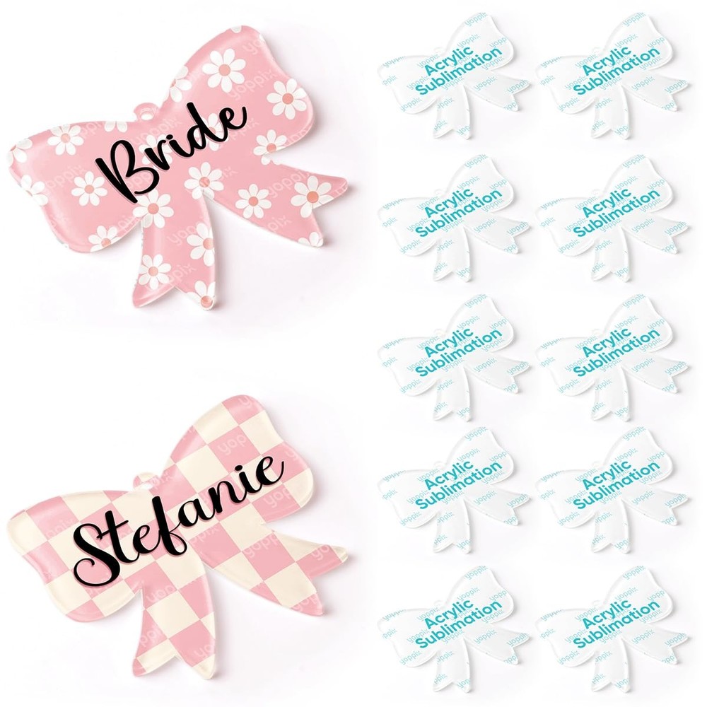 10 Pcs Sublimation Bow Blanks, Sublimation Acrylic Bow Blanks Keychain for He…