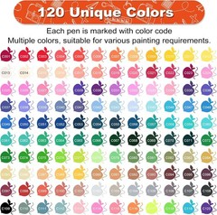 120 Colors Dual Tip Brush Pens Art Markers for Adult Coloring Books, Artist D…
