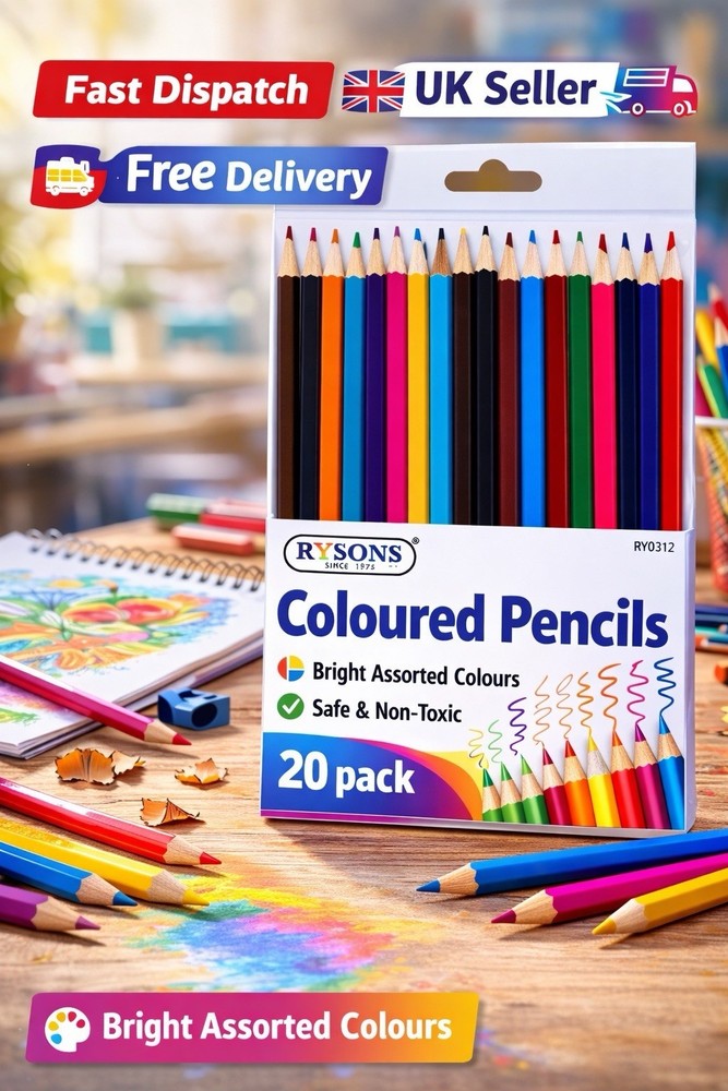 20 large quantity colouring pencils-artists drawing kids adults – handy wallet