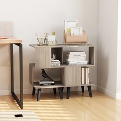 3-Tier Geometric Bookshelf Set of 2 with Open Storage Shelves