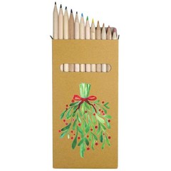12 x ‘Mistletoe With Red Ribbon Christmas ‘ Long Colour Pencils (PE00076007)