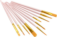 1 Pack Paint Brushes Set, 10 Pcs Nylon Hair Painting Brushes for Watercolor, Oil