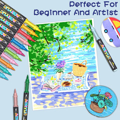 90 Colors Acrylic Paint Pens Set – Water-Based Paint Markers with Brush Tip (1–5