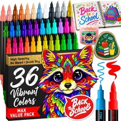 36 Acrylic Paint Markers – Paint Pens for Drawing – For Fabric, Rock, Glass, …