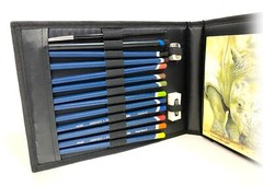 Derwent Watercolor Pencil Art Kit: Leather case with brush and paper