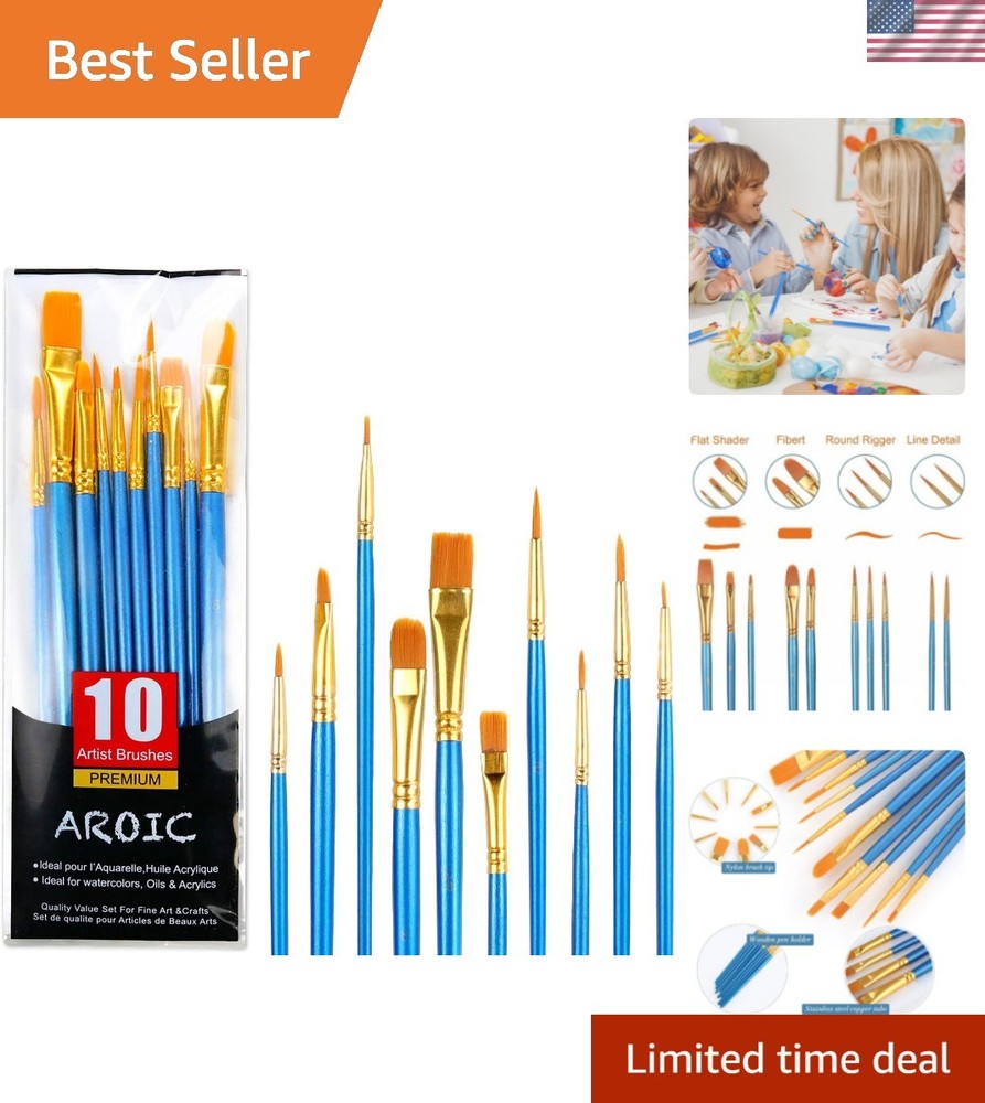 Acrylic Paint Brush Set, 1 Packs / 10 pcs Watercolor Brushes Painting Brush N…