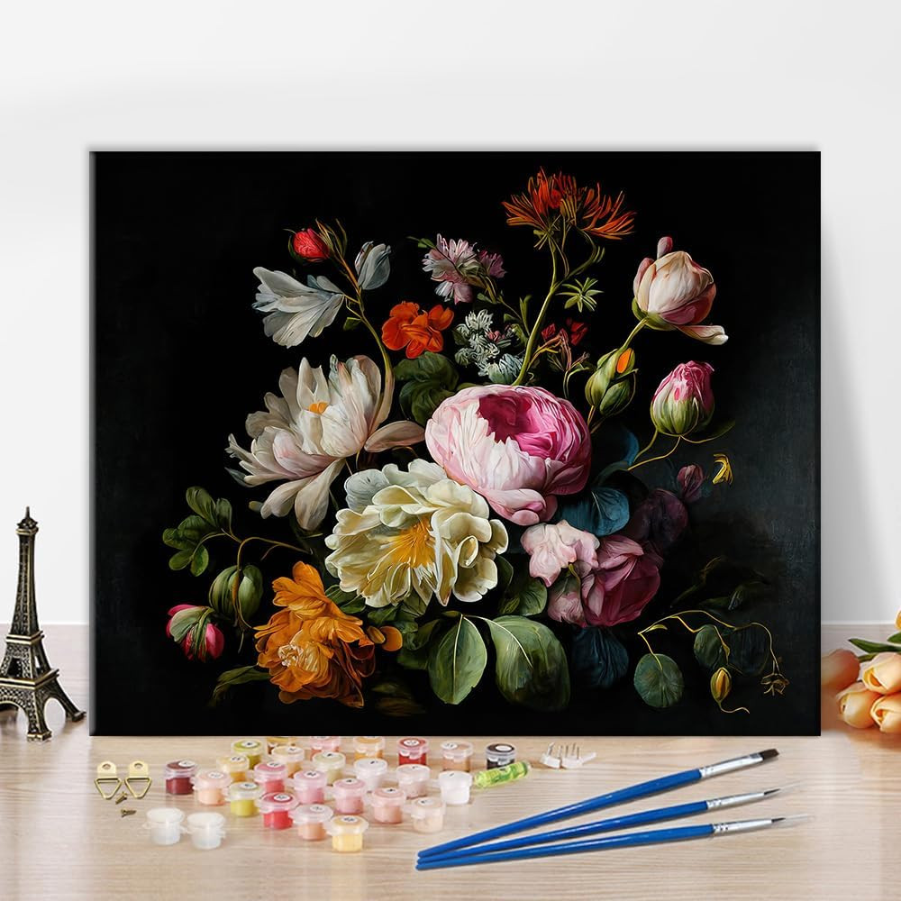 Paint by Number for Adults Flowers Painting by Numbers Kits Oil Painting in Colo