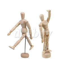 2 Pieces Moveable Wooden Mannequin Model 4.7″ and 5.5″ for Drawing with Base