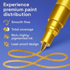 5 Paint Pen for Rock, Glass, Ceramic, Wood, Tire, Fabric, Gold Extra Fine Tip