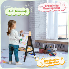3 in 1 Easel for Little Kids with Wood Tray, Double Sided Wooden Easel with Pape
