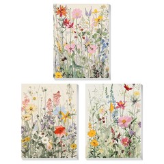 3 Pack Paint by Numbers Kit for Adults with Wooden Frame, Wildflowers Paint b…