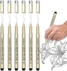 01 Micro Pen, 6 Pack Black Fine Point Pen with Waterproof Archival Ink, 0.25Mm F