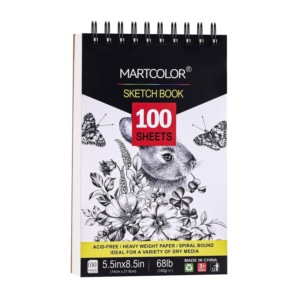 5.5X8.5” Premium Sketch Book Set, 1 Pack, 100 Sheets(68 lb/100gsm) Sketchbook…