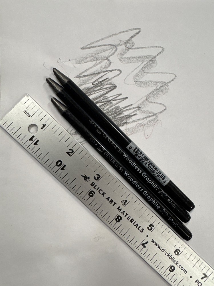 GENERALS PENCIL CO. WOODLESS 3 GRAPHITE PENCILS 6B Extra Soft