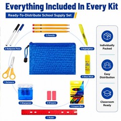 24 Pack Bulk Back to School Supply Kits, Complete Stationery Sets for Charity…