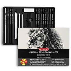 Drawing Sketching Pencil Set 24 Piece Pro Artist Sketch Kit – Graphite Pencils