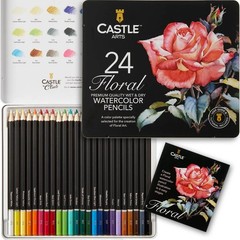 Castle Art Supplies 24 Botanical Watercolor Pencils Tin