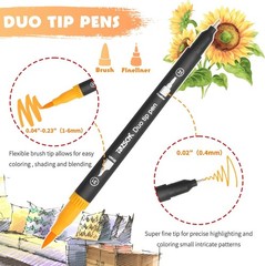 ZSCM 32 Colors Duo Tip Brush Markers Art Pen Set, Artist Fine and Brush Tip C…