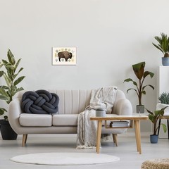 Stupell Industries Terracotta Green Yellow Plants Brown Horned Buffalo
