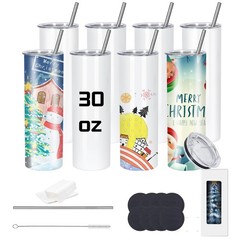 30oz Flat edge sublimation Skinny tumblers Bulk Double Wall Insulated Cups wi…