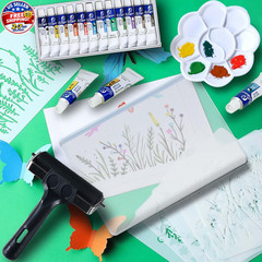 Reusable Gel Printing Plate Kit- 8″ X 10″ Gel Plate with Acrylic Paint, Printing