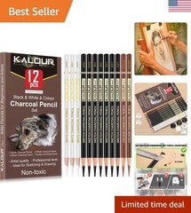 Pro 12-Piece Colored Charcoal Drawing Set for Artists & Beginners – Multicolor