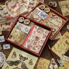 Vintage Aesthetic Scrapbooking Supplies Kit, Flowers Botanical Bullet Junk Jo…