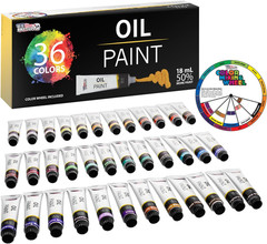 Professional Oil Paint Set – 36 Vibrant Colors in 18Ml Tubes for Canvas, Wood &