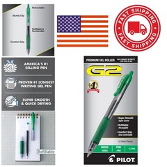 Durable Retractable Gel Pens 12 Pack Green Ink for Students and Professionals