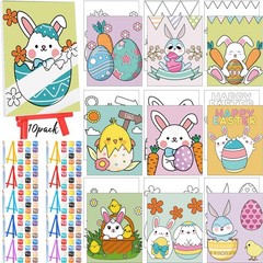 Blosssound 10 Set Pre Printed Canvas Pre Drawn Canvas Painting with Easel Kits