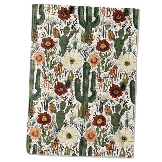 Cactus and Flower Fleece Blanket – 50x60in Desert Cacti 50×60 Inch Cactus 02