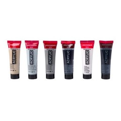 6 PCS Standard Series Acrylic Paint Set Grey Mixing 20ml Tubes Craft