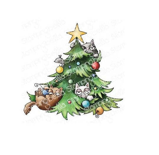 Stamping Bella Cling Stamp – Oddball Christmas Cats In The Tree