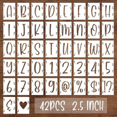 BAMIDELE 2.5 Inch Alphabet Letter Stencils, 42 Pcs Reusable Plastic Letters N…