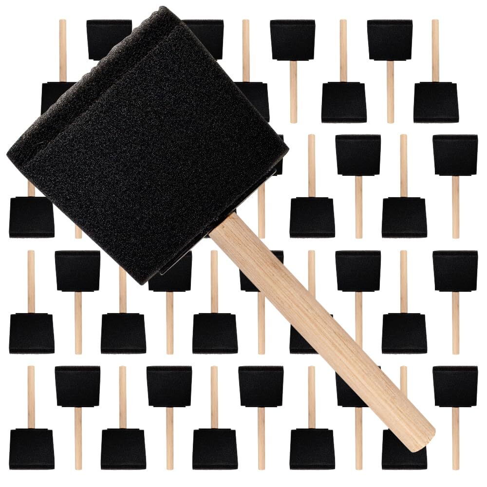 Foam Brushes 3 Inch Poly Foam for Painting Staining Varnishing 36 Pack