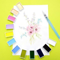 Kuretake GANSAI TAMBI 12 Colors Set II, Watercolor Paint Set,Professional- for a
