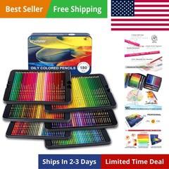 180 Colored Pencil Set for Adults Artists – Rich Pigment Soft Core -12 Metall…