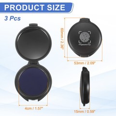 3Pcs Fingerprint Ink Pads for Office Supplies, Blue