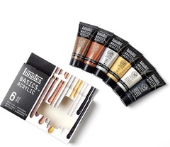6 Tube BASICS Acrylic Paint Set – Metallic & Iridescent for Creative Artists