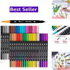 36 Dual Brush Markers for Adult Coloring Books – Fine & Brush Double Pens for…