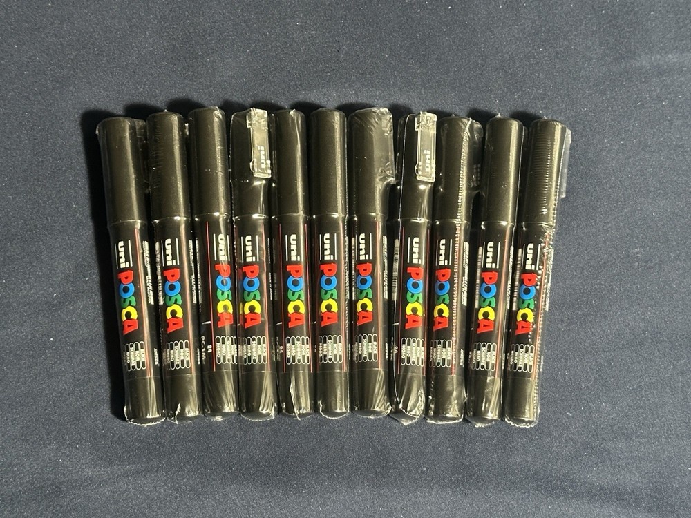 Uni Posca PC-1M Fine Tip Paint Marker 0.7mm Black-Lot Of 11- New-Made In Japan