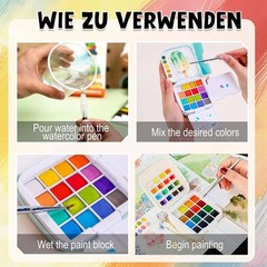 Mini Travel Paint Set – Small Pocket Water Colors Paint Set with 16 Colors, S…