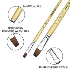 XDT#166 Bright Art Brush Set Red Sable Acrylic Oil Watercolor