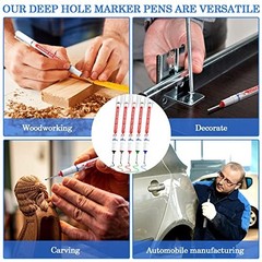60 Pcs Deep Hole Marker Pens – Long Nosed Waterproof Scribers for Woodworking, C