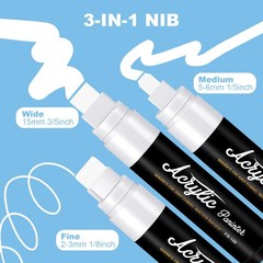 FUMILE 5 Pcs White Jumbo Poster Marker,15mm Wide Tip Thick Acrylic Paint Pen …