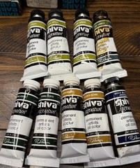 Vintage Shiva Signature Oil Paint Lot 28 Tubes Green Gold Phthalo Leaf Green