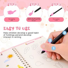 Reusable Grooved Handwriting Book for Kids Age 3-8, Writing Practice Book