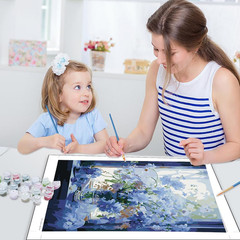 Blue Flowers in Window Paint by Numbers Kit for Adults, Landscape Adult Paint by