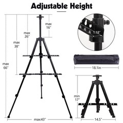 2 Pack Adjustable Art Easel Stand for Painting & Display, 17-66in Aluminum Me…