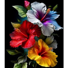 TOPCLTV 5D Diamond Art Kits for Adults, Hibiscus Flower 12×16 inches, HS009-1